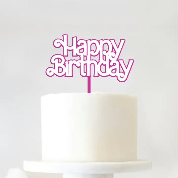 Cake Topper - Happy Birthday (Barbie Theme) - Acrylic Cake Topper