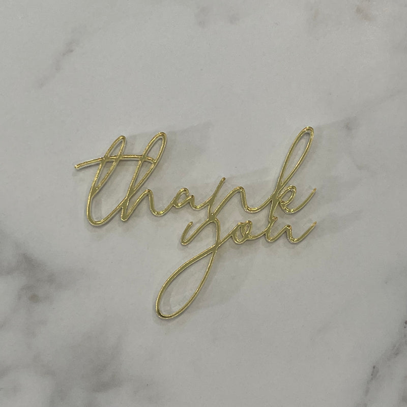 Cake Topper - Thank You - Gold - Mini Cake Plaque / Topper / Badge