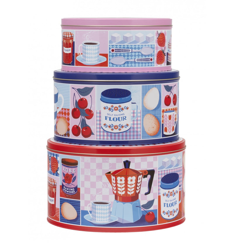 Cake Storage Tin - Kitsch Kitchen 25cm (Large) Round - By Printer Johnson