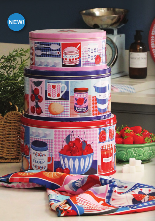 Cake Storage Tin - Kitsch Kitchen 25cm (Large) Round - By Printer Johnson