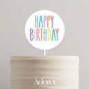 Cake Topper - HAPPY BIRTHDAY - Pastels on White - Acrylic Cake Topper