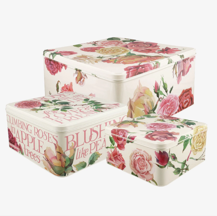 Cake Storage Tin - Roses All My Life 22cm (Medium) Square by Emma Bridgewater