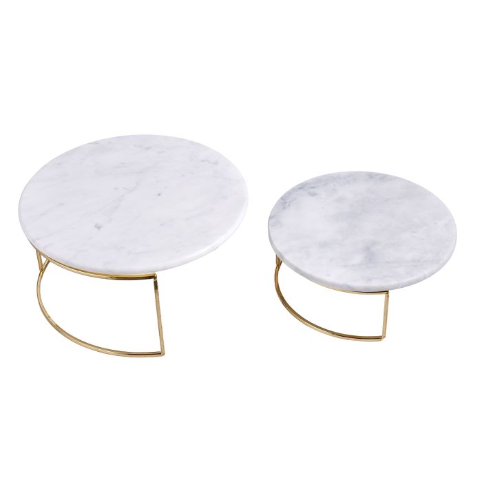 Cake Stands - White Marble Nested 2 piece Cake Stand - 10 + 12 inch