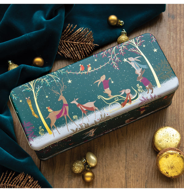 Cake / Biscuit Storage Tin - Woodland Christmas Tales Deep Rectangle Tin by Sara Miller Design